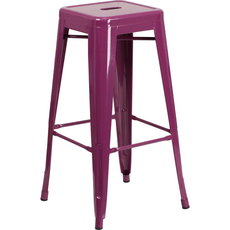 Commercial Grade 30" High Backless Purple Indoor-Outdoor Barstool By Flash Furniture | Bar Stools | Modishstore - 2
