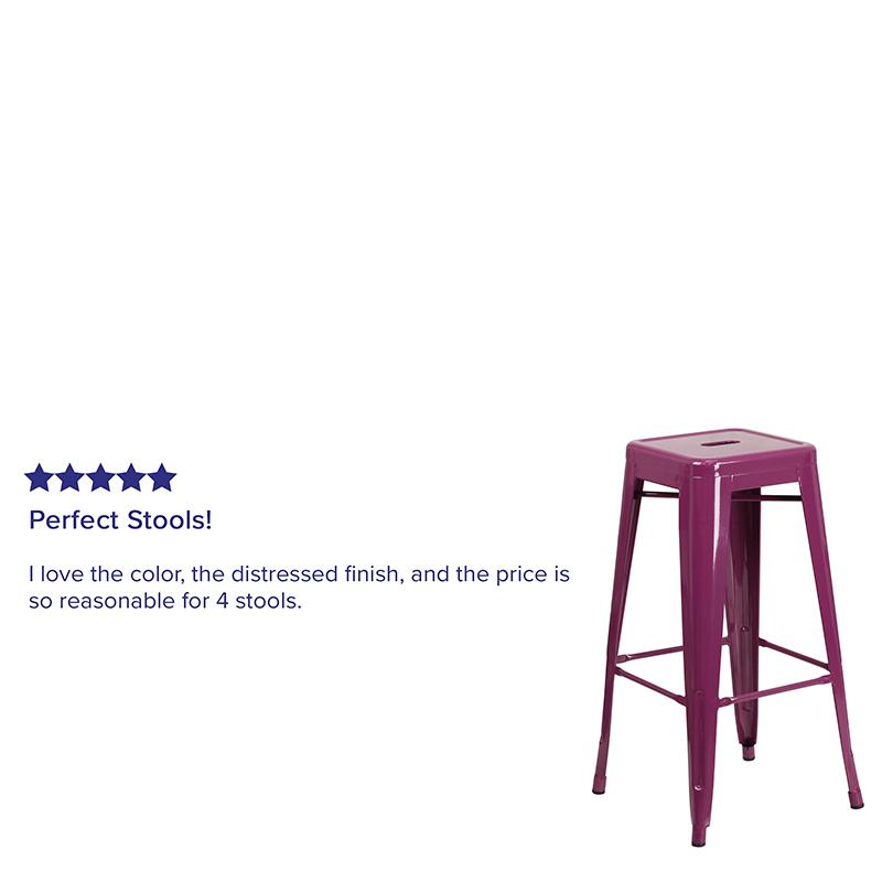 Commercial Grade 30" High Backless Purple Indoor-Outdoor Barstool By Flash Furniture | Bar Stools | Modishstore - 4