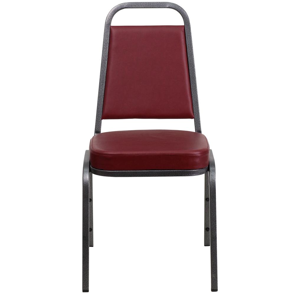 Hercules Series Trapezoidal Back Stacking Banquet Chair In Burgundy Vinyl - Silver Vein Frame By Flash Furniture | Side Chairs | Modishstore - 4