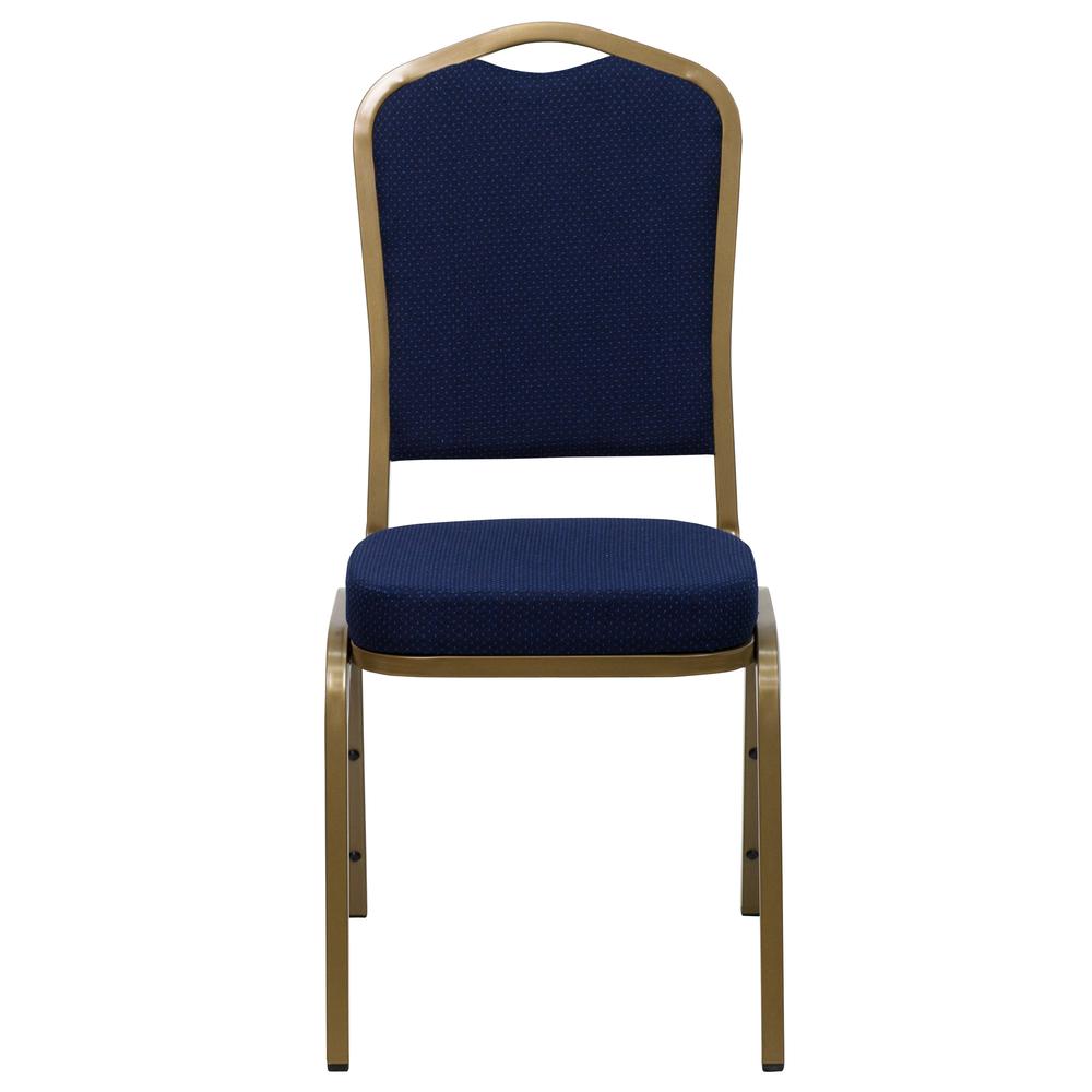 Hercules Series Crown Back Stacking Banquet Chair In Navy Blue Patterned Fabric - Gold Frame By Flash Furniture | Side Chairs | Modishstore - 4