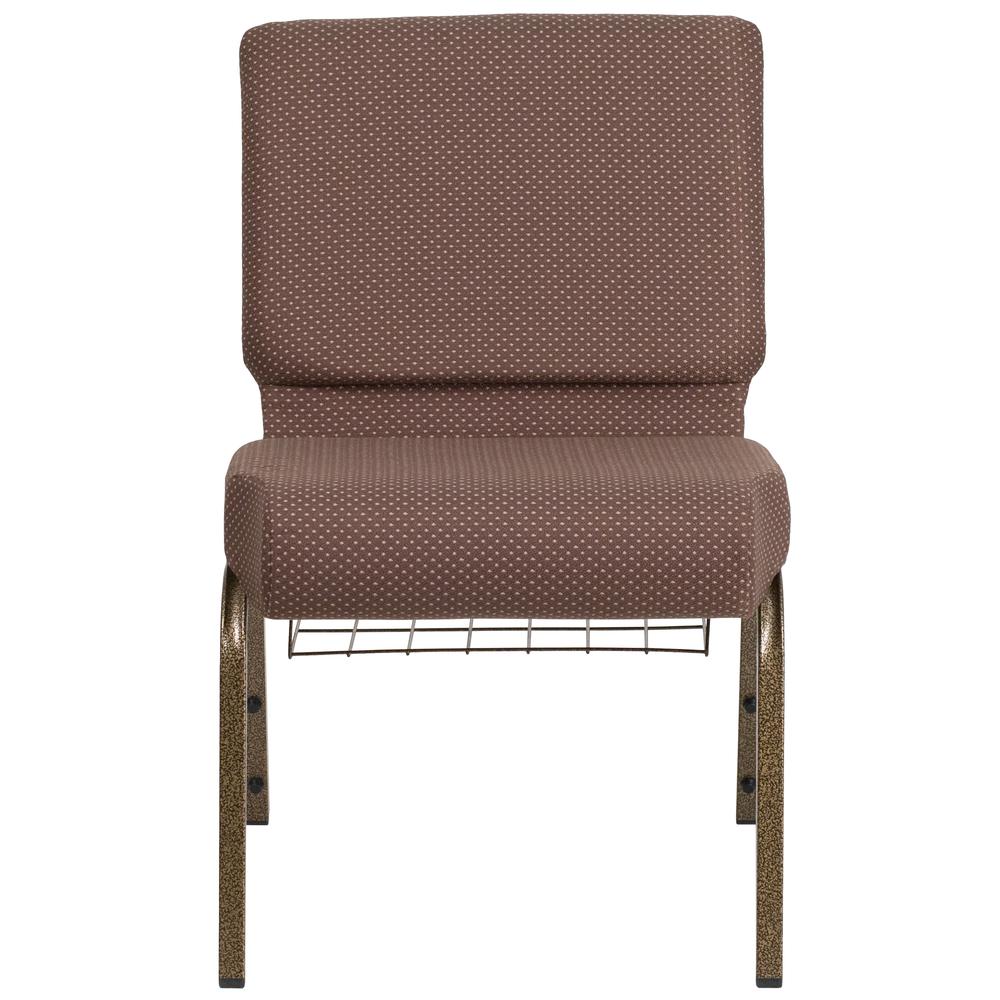 Hercules Series 21''W Church Chair In Brown Dot Fabric With Book Rack - Gold Vein Frame By Flash Furniture | Side Chairs | Modishstore - 4