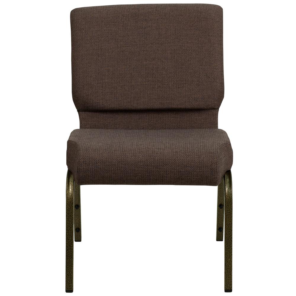 Hercules Series 21''W Stacking Church Chair In Brown Fabric - Gold Vein Frame By Flash Furniture | Side Chairs | Modishstore - 4