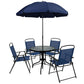 Nantucket 6 Piece Navy Patio Garden Set With Umbrella Table And Set Of 4 Folding Chairs By Flash Furniture | Outdoor Dining Sets | Modishstore - 2