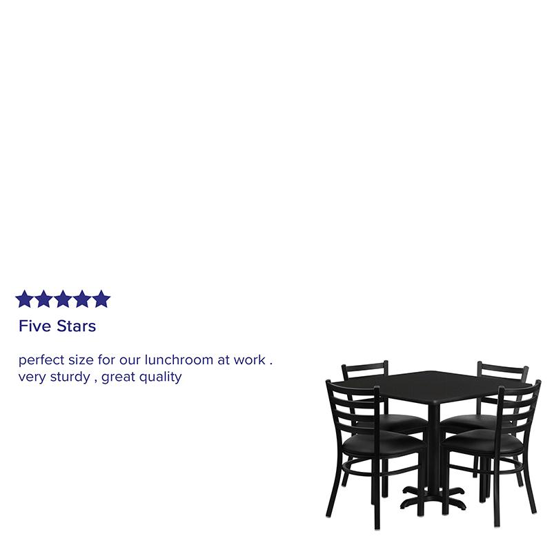 36'' Square Black Laminate Table Set With X-Base And 4 Ladder Back Metal Chairs - Black Vinyl Seat By Flash Furniture | Dining Sets | Modishstore - 4