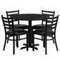 36'' Round Black Laminate Table Set With X-Base And 4 Ladder Back Metal Chairs - Black Vinyl Seat By Flash Furniture | Dining Sets | Modishstore - 2