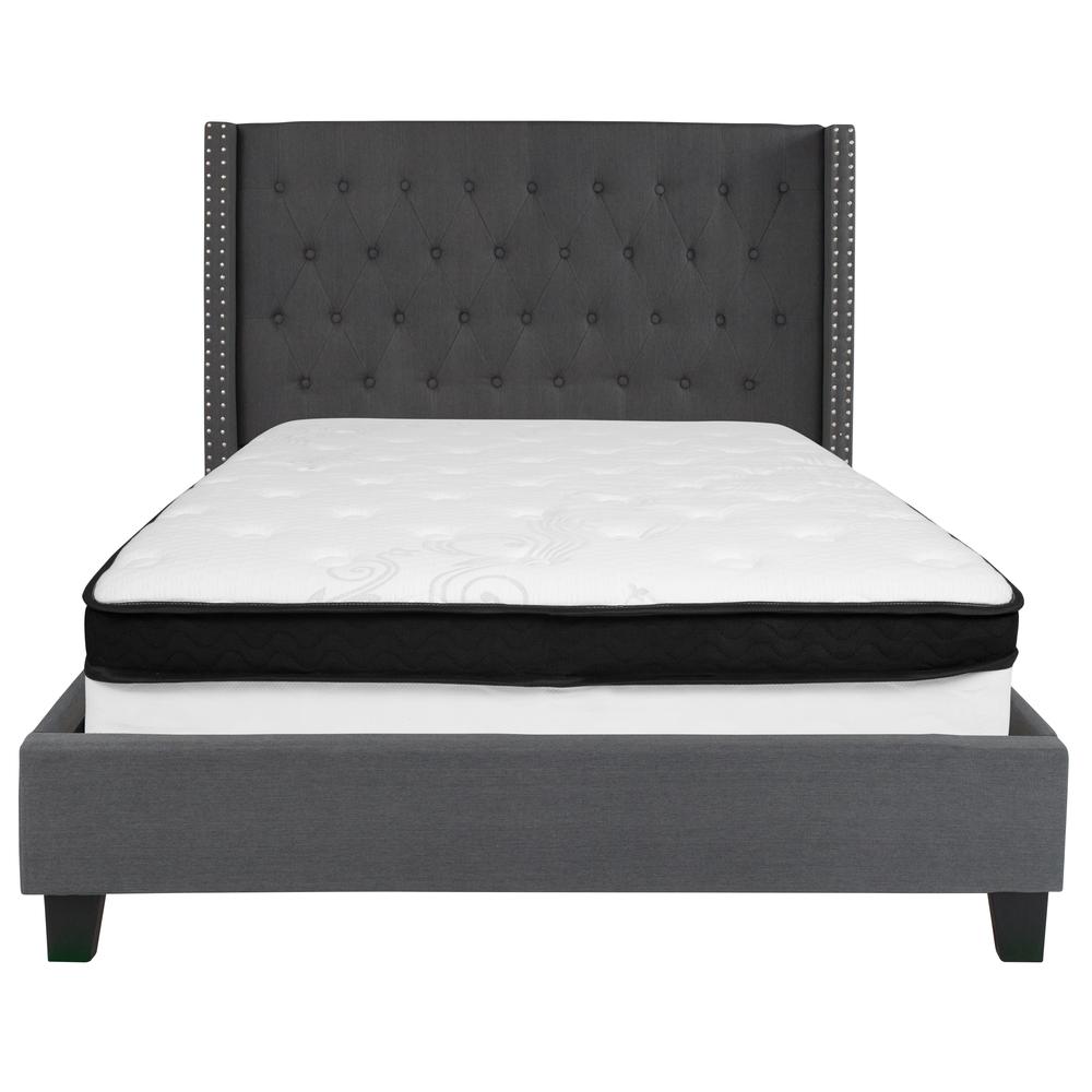 Riverdale Full Size Tufted Upholstered Platform Bed In Dark Gray Fabric With Memory Foam Mattress By Flash Furniture | Beds | Modishstore - 3
