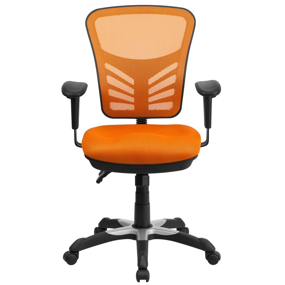 Mid-Back Orange Mesh Multifunction Executive Swivel Ergonomic Office Chair With Adjustable Arms By Flash Furniture | Office Chairs | Modishstore - 4