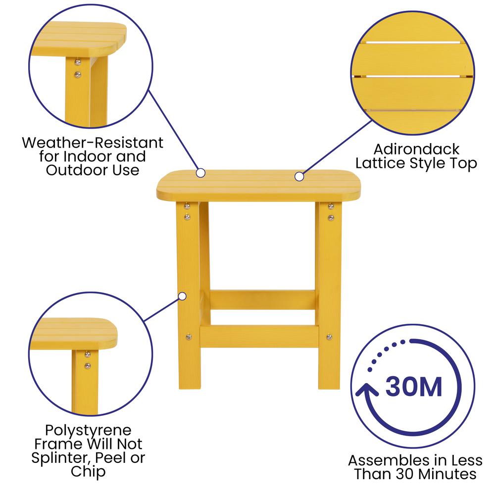 Charlestown All-Weather Poly Resin Wood Adirondack Side Table In Yellow By Flash Furniture | Outdoor Tables | Modishstore - 4