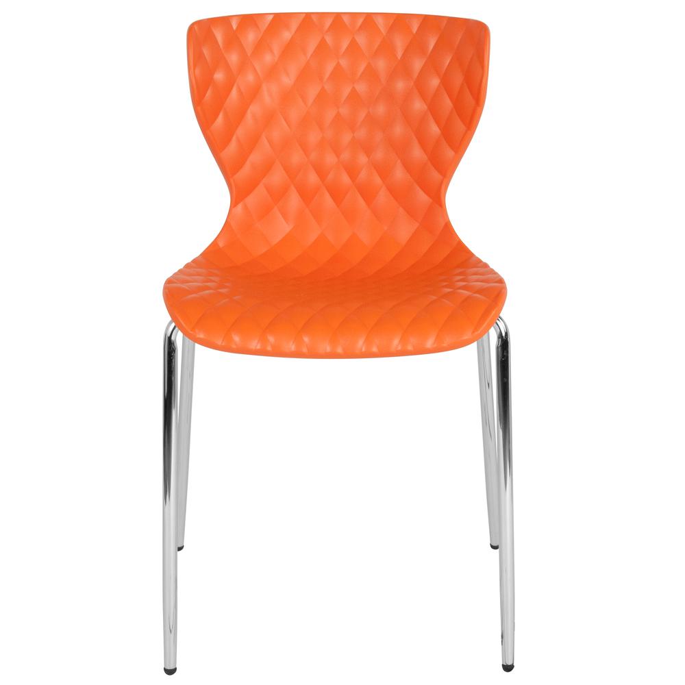 Lowell Contemporary Design Orange Plastic Stack Chair By Flash Furniture | Side Chairs | Modishstore - 4