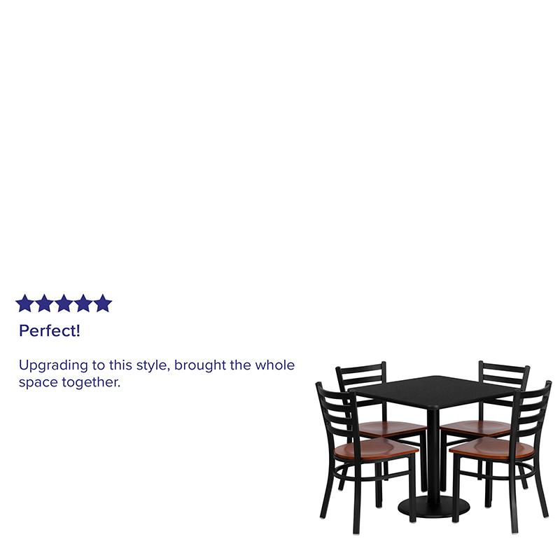 30'' Square Black Laminate Table Set With 4 Ladder Back Metal Chairs - Cherry Wood Seat By Flash Furniture | Dining Sets | Modishstore - 4