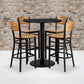 36'' Round Black Laminate Table Set With 4 Wood Slat Back Metal Barstools - Natural Wood Seat By Flash Furniture | Bar Stools & Table | Modishstore