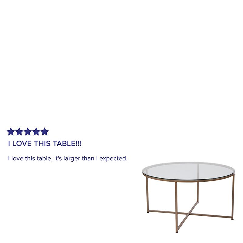 Greenwich Collection Glass Coffee Table With Matte Gold Frame By Flash Furniture | Coffee Tables | Modishstore - 4