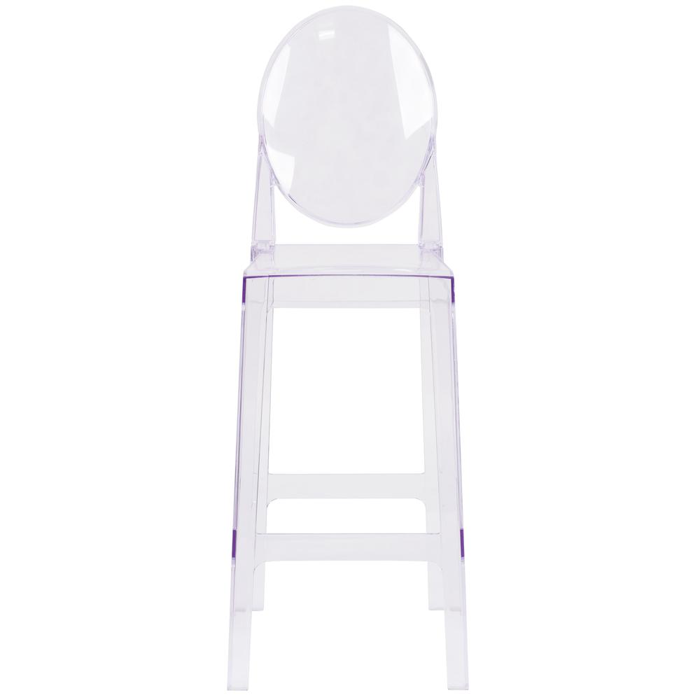 Ghost Barstool With Oval Back In Transparent Crystal By Flash Furniture | Bar Stools | Modishstore - 4