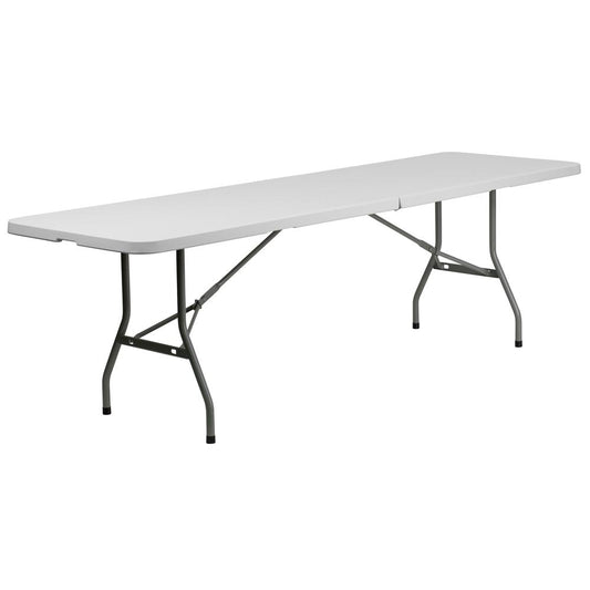 8-Foot Bi-Fold Granite White Plastic Banquet And Event Folding Table With Carrying Handle By Flash Furniture | Side Tables | Modishstore