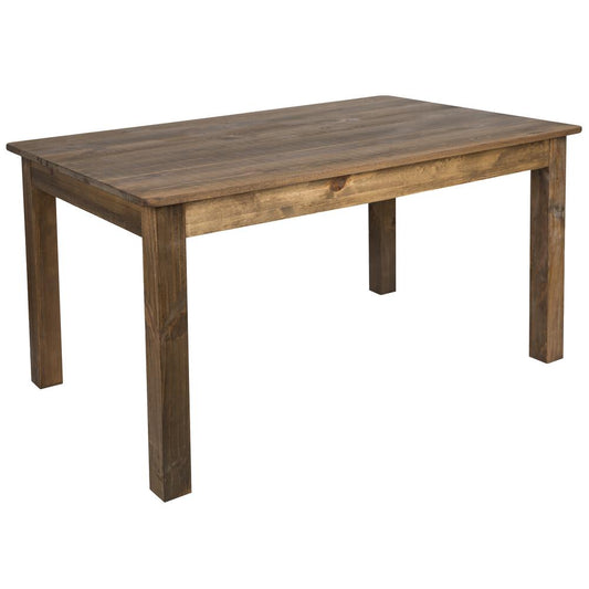 60" X 38" Rectangular Antique Rustic Solid Pine Farm Dining Table By Flash Furniture | Side Tables | Modishstore