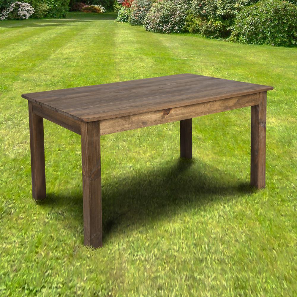 60" X 38" Rectangular Antique Rustic Solid Pine Farm Dining Table By Flash Furniture | Side Tables | Modishstore - 2