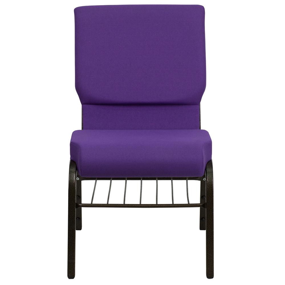 Hercules Series 18.5''W Church Chair In Purple Fabric With Book Rack - Gold Vein Frame By Flash Furniture | Side Chairs | Modishstore - 4