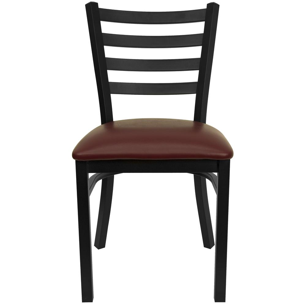 Hercules Series Black Ladder Back Metal Restaurant Chair - Burgundy Vinyl Seat By Flash Furniture | Dining Chairs | Modishstore - 4