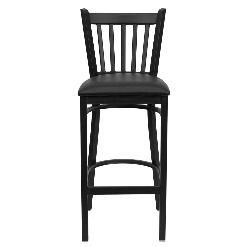 Hercules Series Black Vertical Back Metal Restaurant Barstool - Black Vinyl Seat By Flash Furniture | Bar Stools | Modishstore - 4