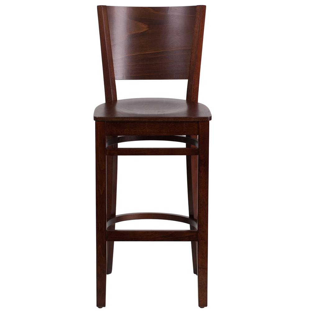Lacey Series Solid Back Walnut Wood Restaurant Barstool By Flash Furniture | Bar Stools | Modishstore - 4