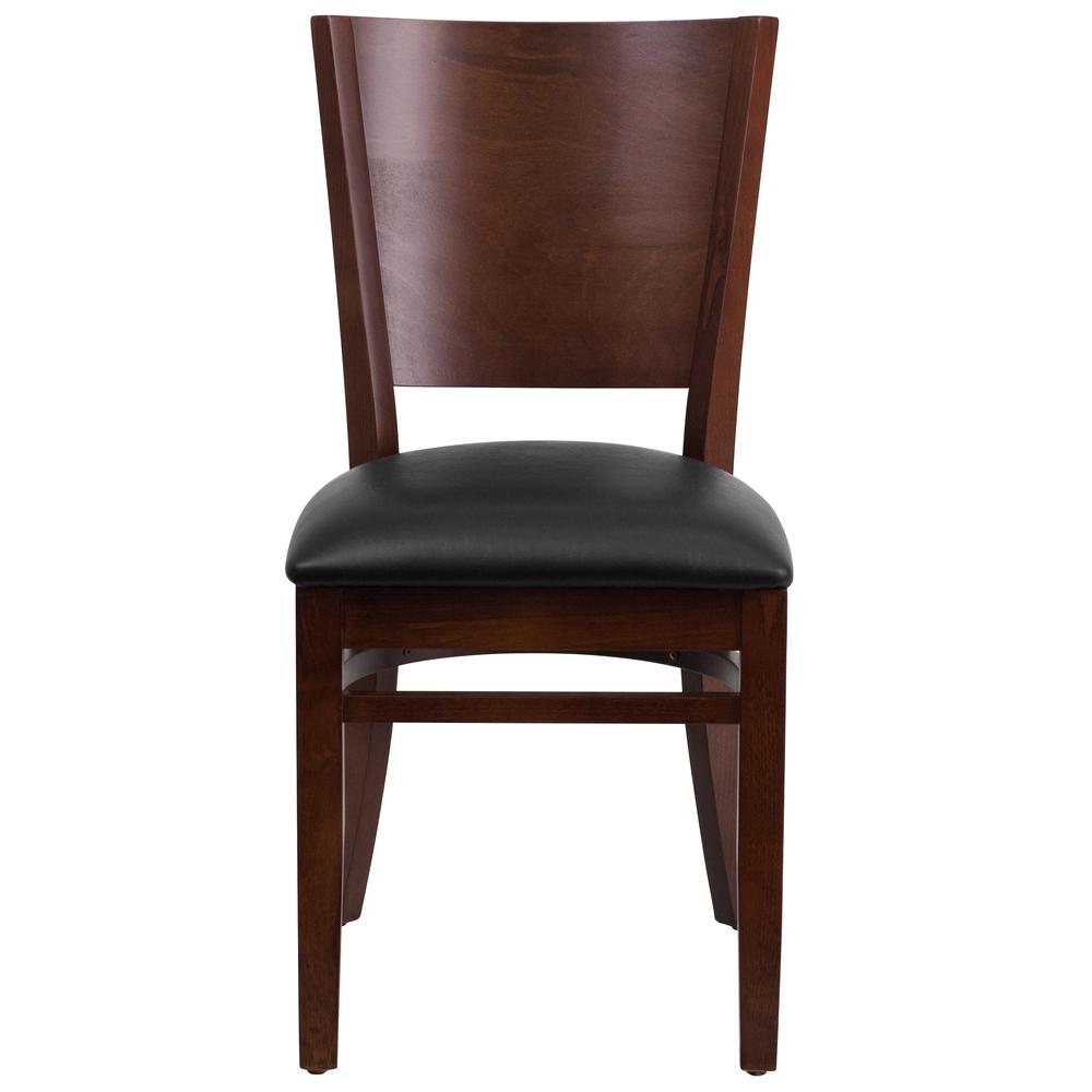 Lacey Series Solid Back Walnut Wood Restaurant Chair - Black Vinyl Seat By Flash Furniture | Dining Chairs | Modishstore - 4