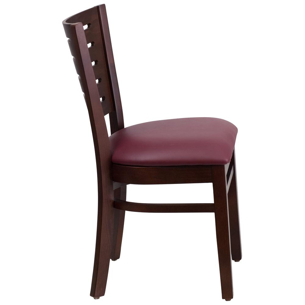 Darby Series Slat Back Walnut Wood Restaurant Chair - Burgundy Vinyl Seat By Flash Furniture | Dining Chairs | Modishstore - 2