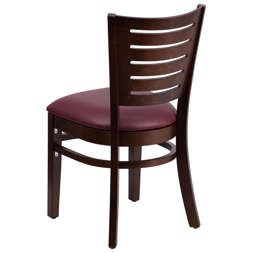 Darby Series Slat Back Walnut Wood Restaurant Chair - Burgundy Vinyl Seat By Flash Furniture | Dining Chairs | Modishstore - 3