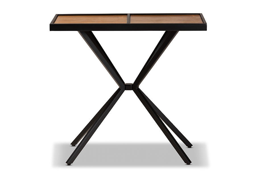 baxton studio carlo modern and contemporary walnut finished wood and black finished metal console table | Modish Furniture Store-3