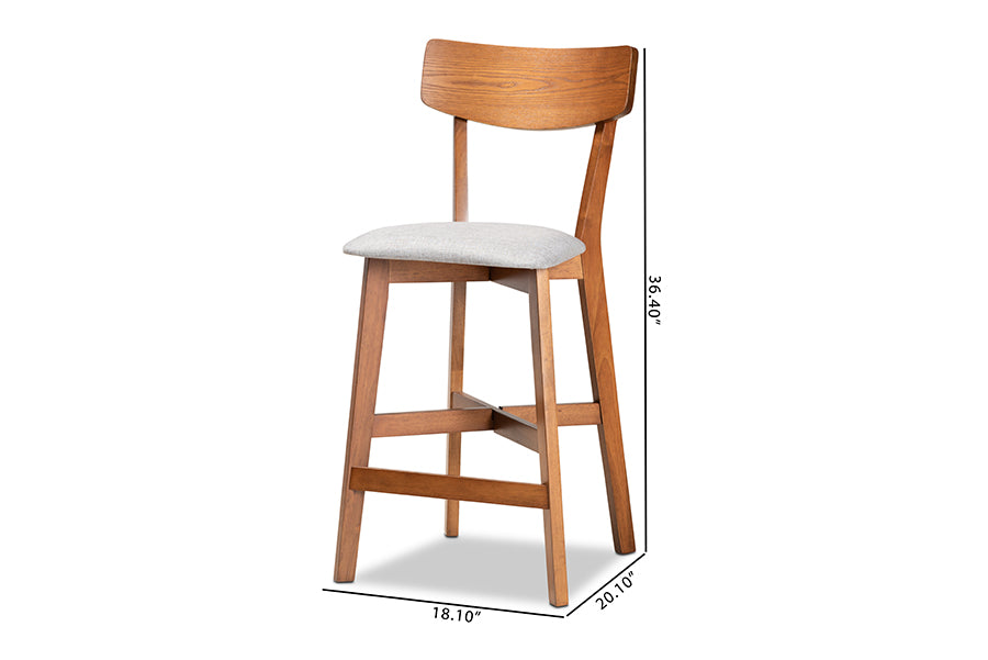 Baxton Studio Cameron Modern and Transitional Grey Fabric Wood 2-Piece Counter Stool Set | Counter Stools | Modishstore - 7