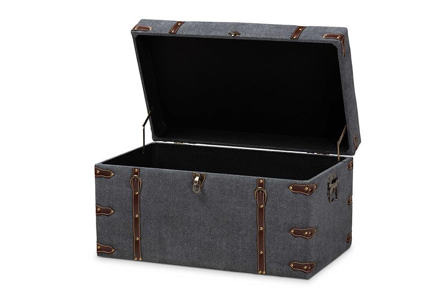 baxton studio palma modern and contemporary transitional grey fabric upholstered storage trunk ottoman | Modish Furniture Store-3