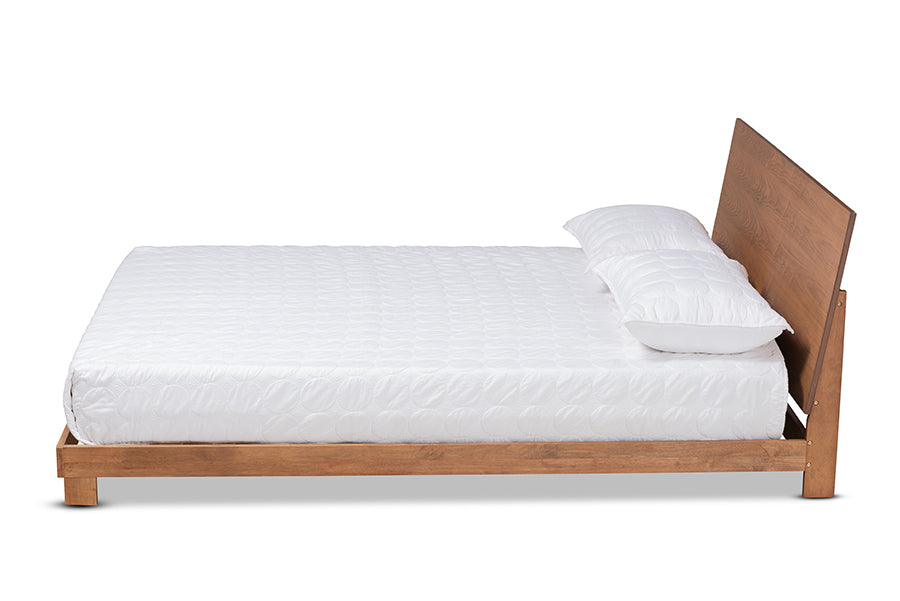 baxton studio haines modern and contemporary walnut brown finished wood king size platform bed | Modish Furniture Store-3
