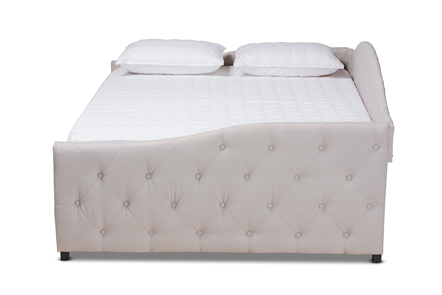 baxton studio becker modern and contemporary transitional beige fabric upholstered full size daybed | Modish Furniture Store-3