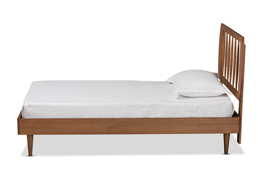 baxton studio chiyo mid century modern transitional walnut brown finished wood twin size platform bed | Modish Furniture Store-3