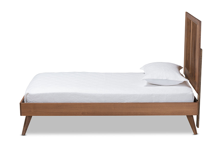 baxton studio takeo mid century modern transitional ash walnut finished wood twin size platform bed | Modish Furniture Store-3