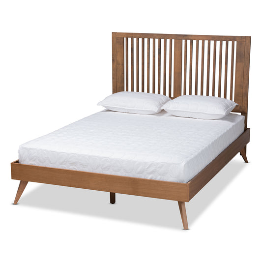 Baxton Studio Takeo Mid-Century Modern Transitional Ash Walnut Finished Wood Full Size Platform Bed | Beds | Modishstore