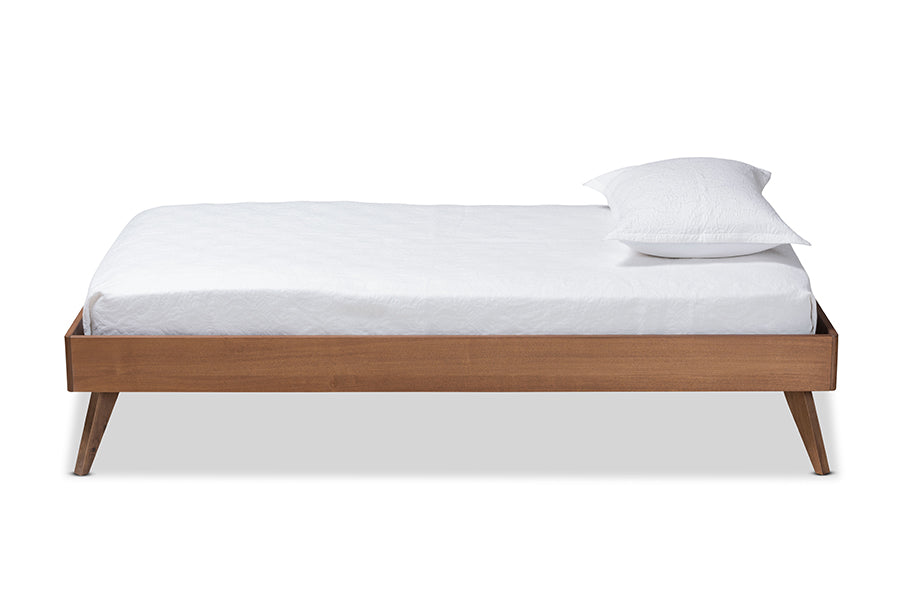 baxton studio lissette mid century modern ash walnut finished wood twin size platform bed frame | Modish Furniture Store-3