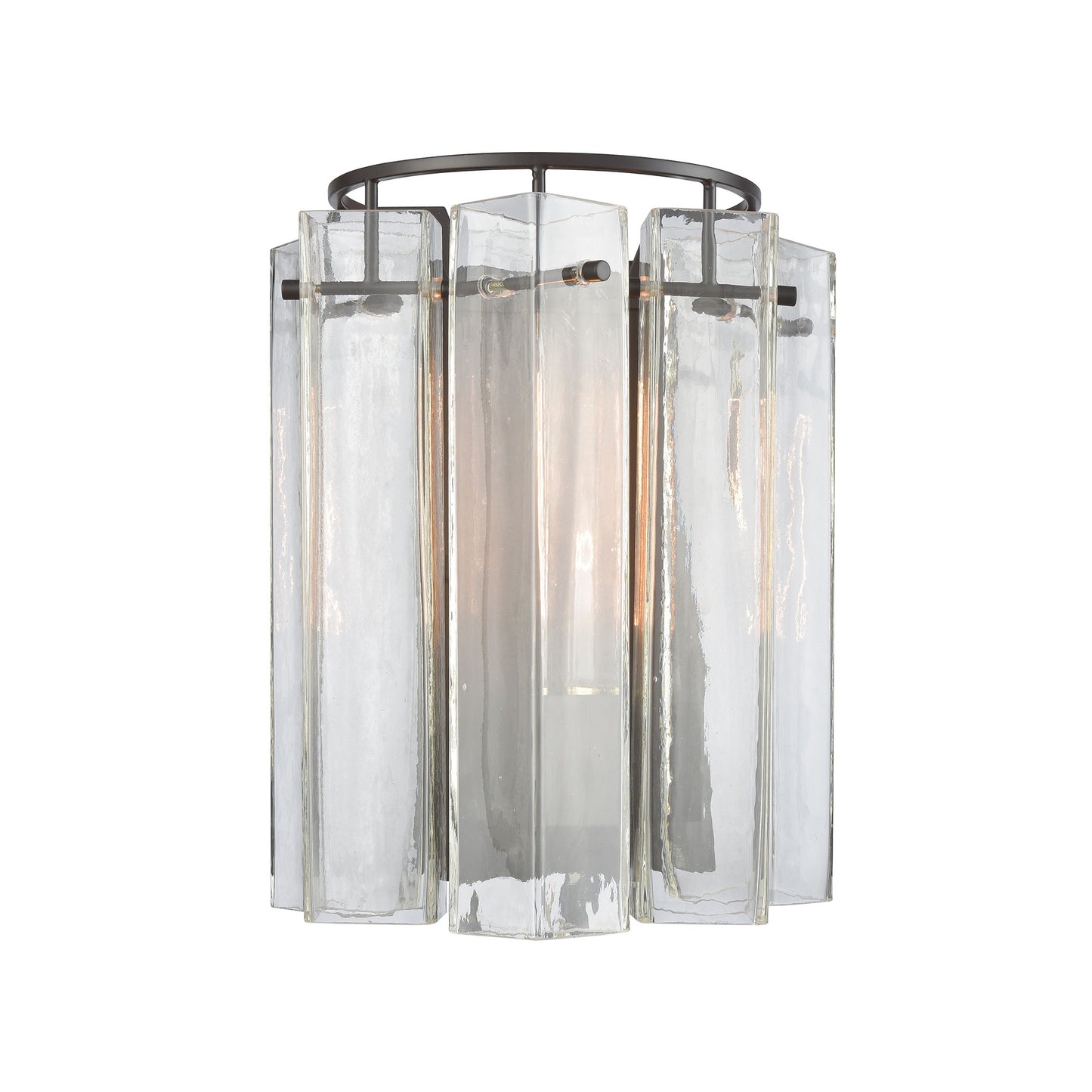 Cubic Glass 1-Light Sconce in Oil Rubbed Bronze with Clear Glass Square Tubes ELK Lighting | Sconces | Modishstore