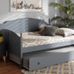 Baxton Studio Mara Cottage Farmhouse Grey Finished Wood Full Size Daybed with Roll-out Trundle Bed | Daybeds | Modishstore - 2