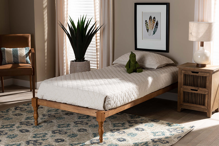 baxton studio iseline modern and contemporary walnut brown finished wood twin size platform bed frame | Modish Furniture Store-3