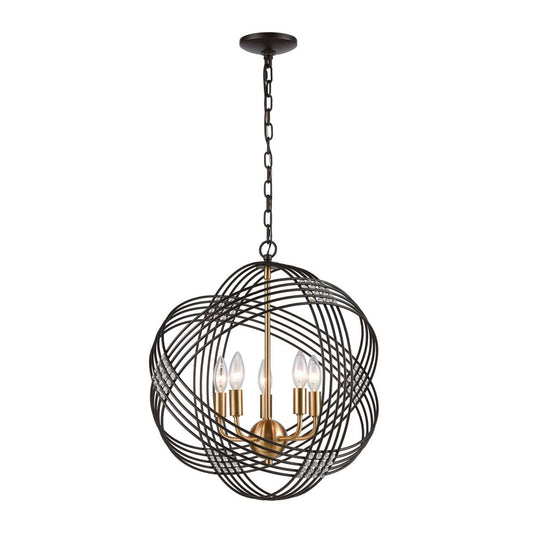 Concentric 5-Light Chandelier in Oil Rubbed Bronze with Clear Crystal Beads ELK Lighting | Chandeliers | Modishstore