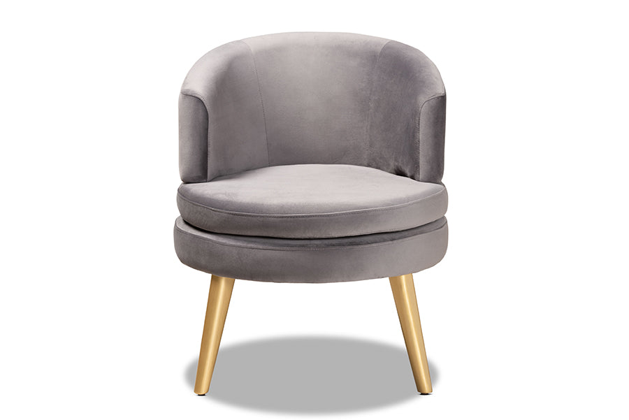 baxton studio baptiste glam and luxe grey velvet fabric upholstered and gold finished wood accent chair | Modish Furniture Store-3
