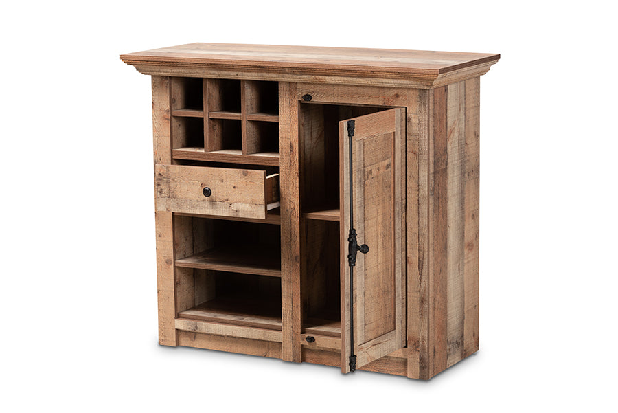 baxton studio albert modern and contemporary farmhouse rustic oak brown finished wood 1 door dining room sideboard buffet | Modish Furniture Store-3