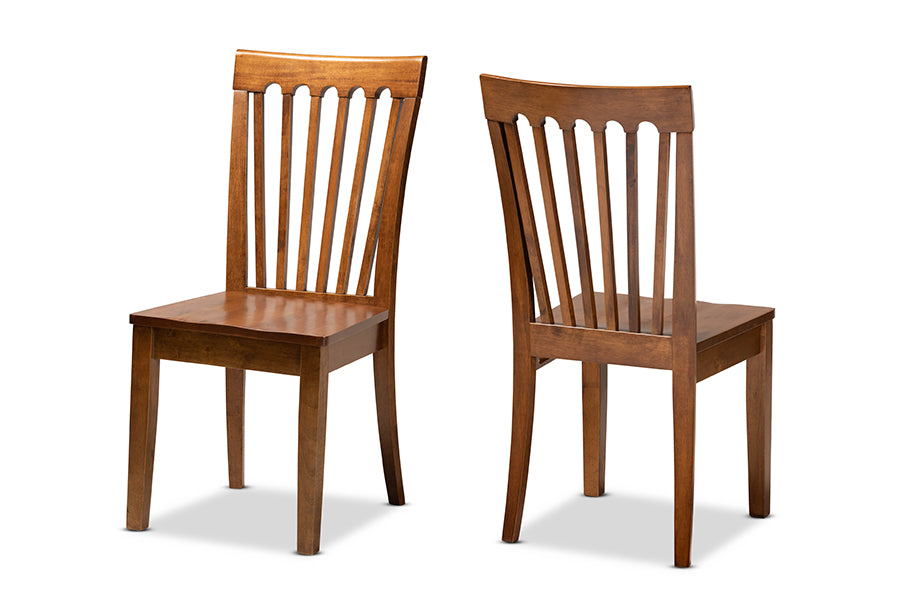Baxton Studio Minette Modern and Contemporary Transitional Walnut Brown Finished Wood 2-Piece Dining Chair Set | Modishstore | Dining Chairs - 4