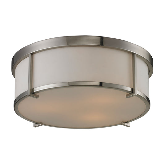 Bryant 3-Light Flush Mount in Brushed Nickel with Opal White Glass ELK Lighting | Ceiling Lamps | Modishstore