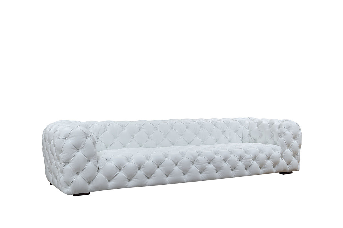 Divani Casa Dexter Transitional White Full Italian Leather 4 Seater Sofa | Modishstore | Sofas-3