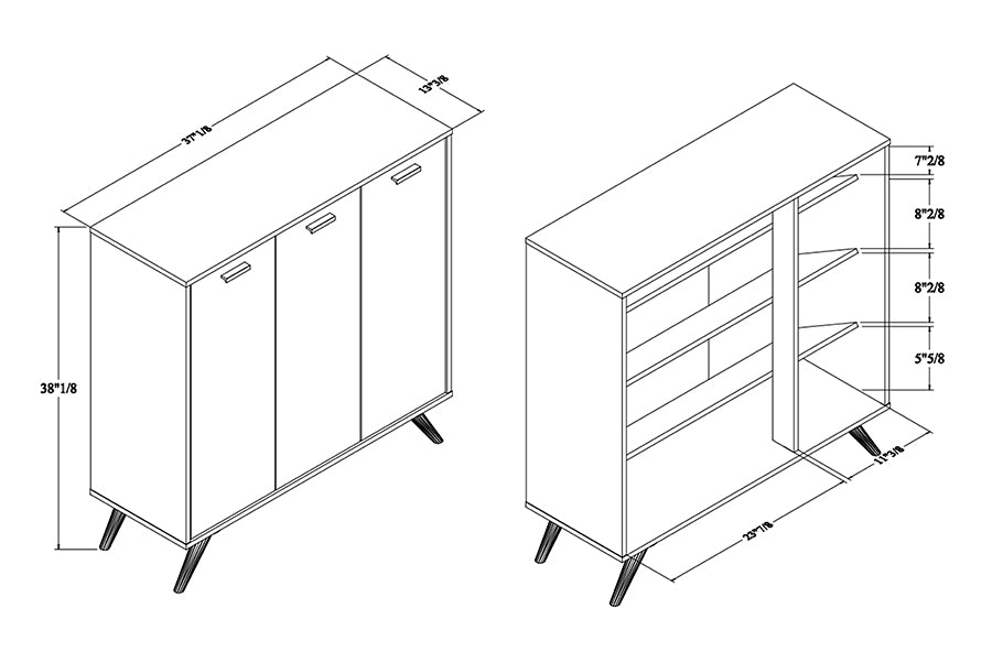 Baxton Studio Kelson Modern and Contemporary Dark Grey and Gold Finished Wood 3-Door Shoe Cabinet | Cabinets | Modishstore - 10