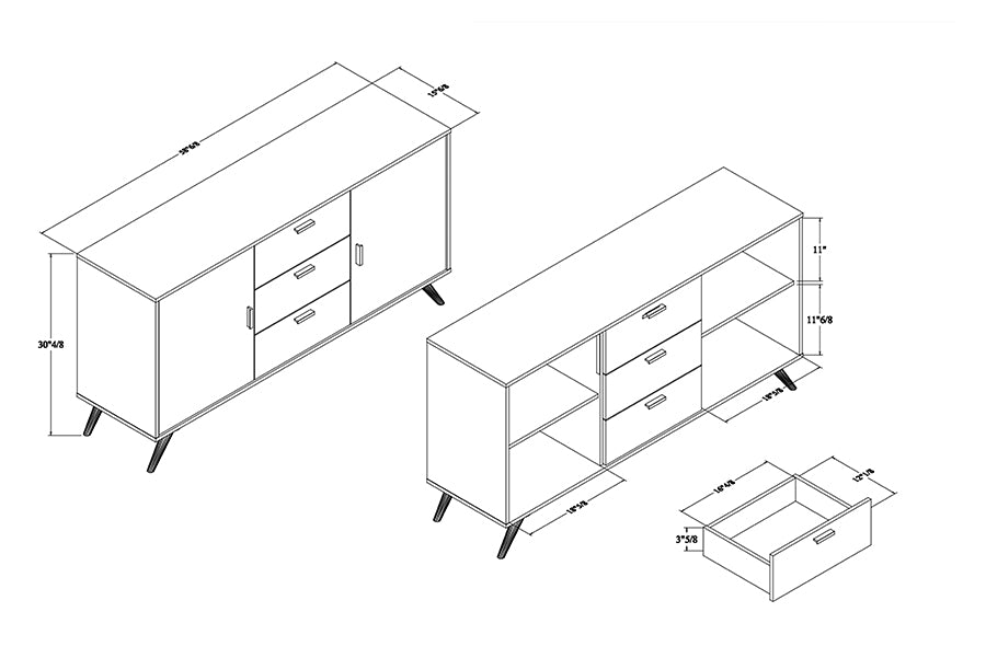 Baxton Studio Kelson Modern and Contemporary Dark Grey and Gold Finished Wood 2-Door Sideboard Buffet | Sideboards | Modishstore - 9