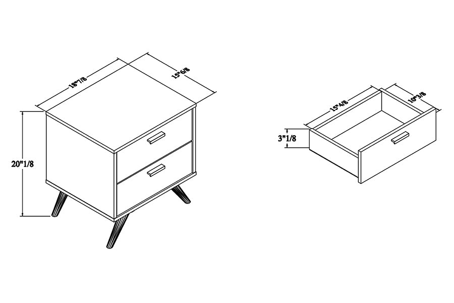 Baxton Studio Kelson Modern and Contemporary Dark Grey and Gold Finished Wood 2-Drawer Nightstand | Nightstands | Modishstore - 9