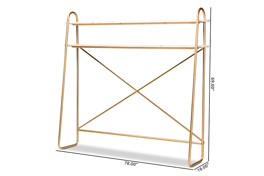 Baxton Studio Merida Glam 2-Tier Over Bed Queen Size Storage Display Shelf | Shelves & Shelving Units | Modishstore - 6