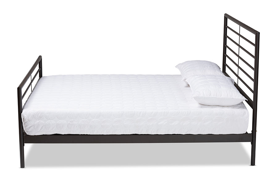 baxton studio alva modern and contemporary industrial black finished metal full size platform bed | Modish Furniture Store-3